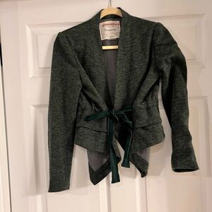 Anthropologie Cartonnier Heather Hunter Green Cardigan Blazer belted size‎ Small